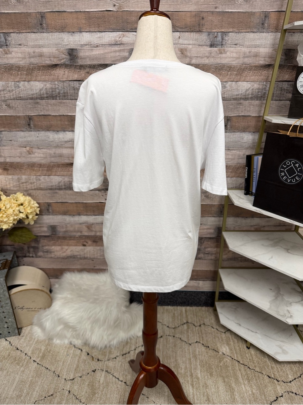 Zara White Tee with Metallic Graphic S - Picture 3 of 5